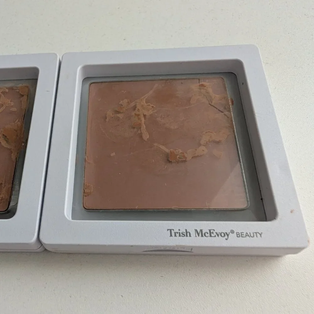 Trish McEvoy Bronzer Refill Medium Matte lot of 2 DAMAGED NICKS DENTS UNUSED
